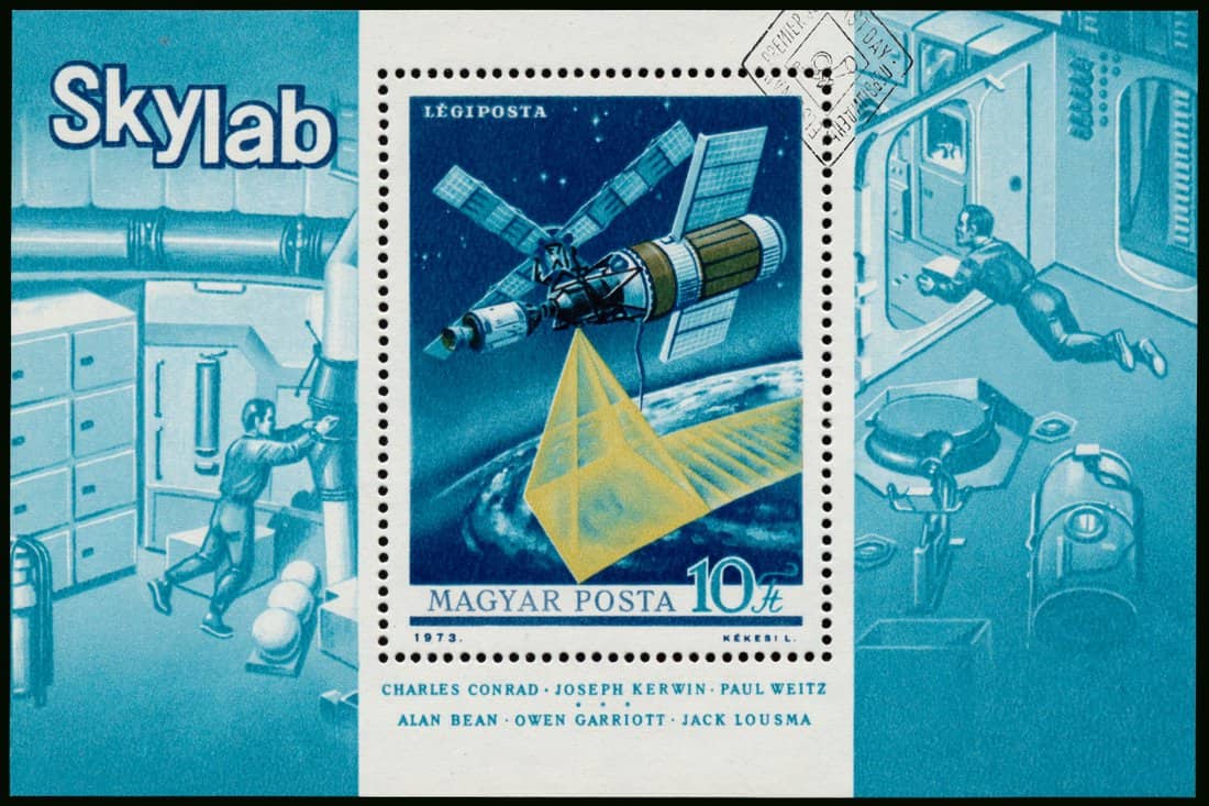 HUNGARY - CIRCA 1973 Stamp printed in Hungary shows Skylab space station, circa 1973