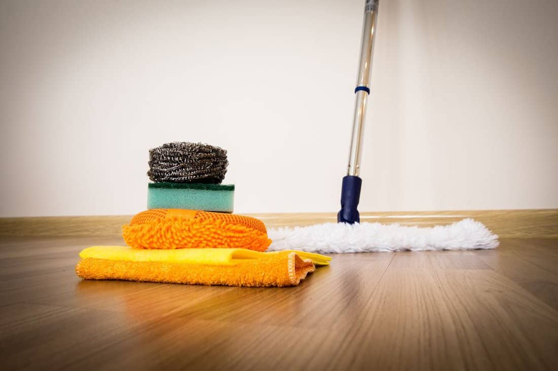 House cleaning -Cleaning accessories on floor