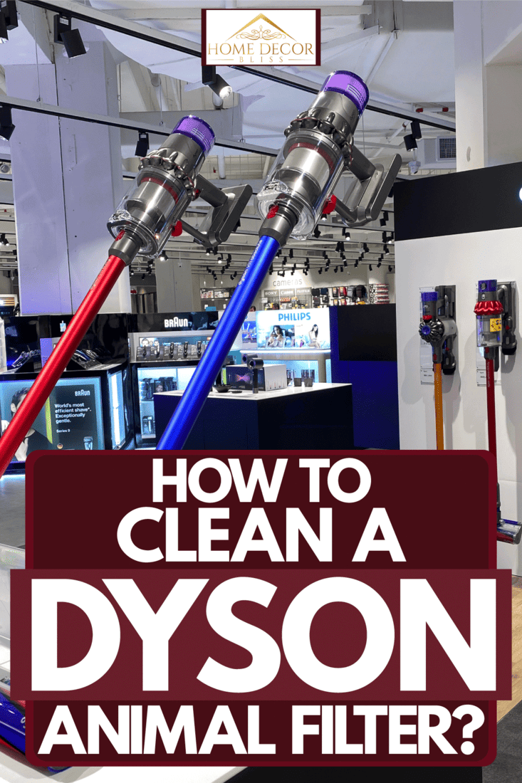 High end Dyson vacuum cleaners displayed at a store. Dyson animal air filter. , How To Clean A Dyson Animal Filter?