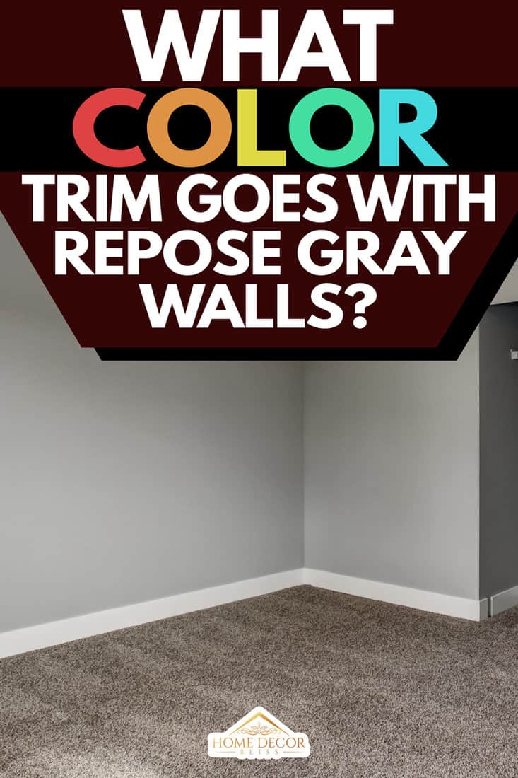 Small basement room interior with grey walls and white trim, What Color Trim Goes With Repose Gray Walls?