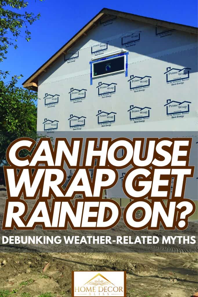 A huge house underconstruction coverd in house wrap, Can House Wrap Get Rained On? Debunking Weather-Related Myths