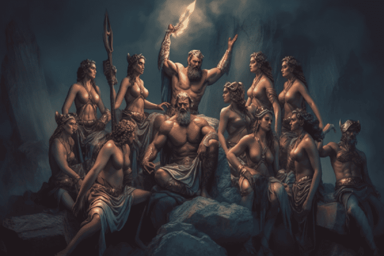 image of 12 Greek gods and goddesses in Olympus, Divine Intervention: When 12 Greek Gods Get Creative with Interior Design