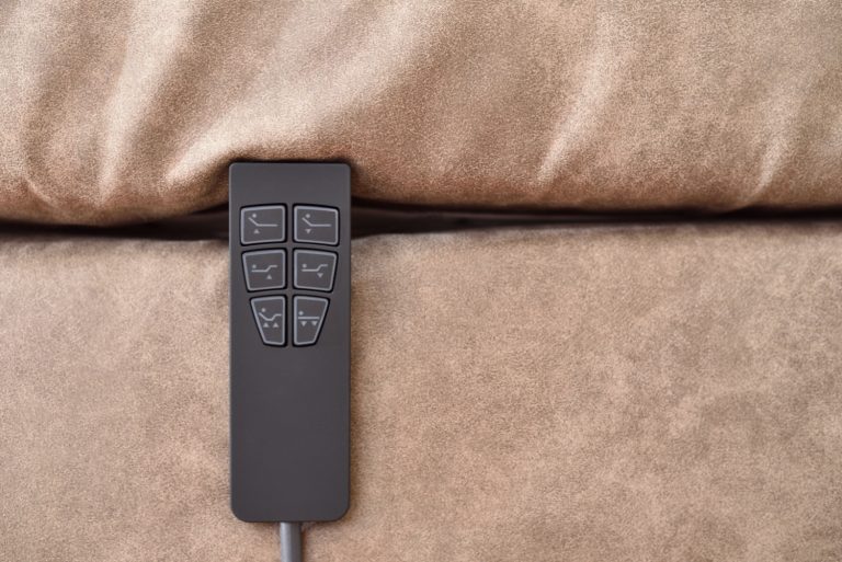 Remote control to adjust the tilt of the mattress bed, close-up
