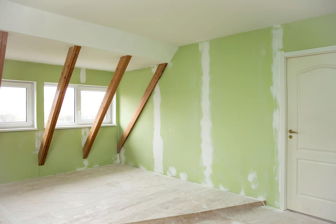 Interior of a typical bedroom undergoing construction
