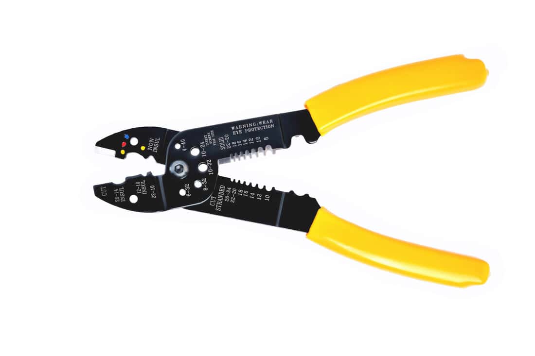 yellow wire stripper, close-up isolate
