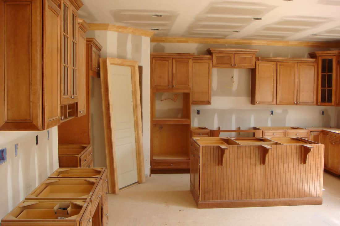 Interior of a kitchen undergoing construction