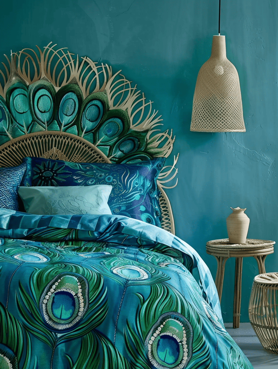 Modern bedroom with resemblance of a peacock