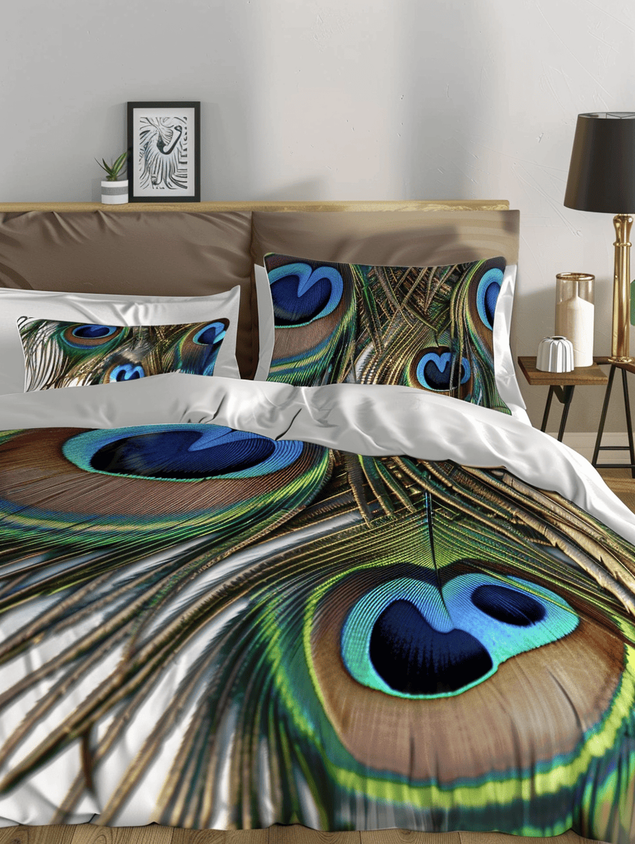 Gorgeous bedroom beddings with peacock designs