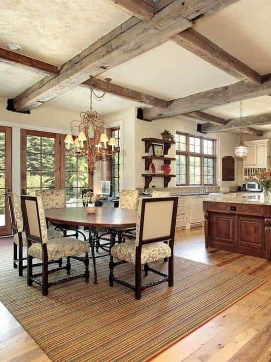 Luxurious rustic kitchen complete with oak beams and woodern floors