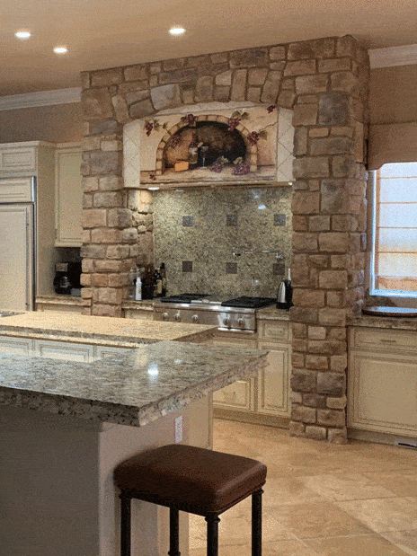 Farmhouse rustic kitchen with granite countertops