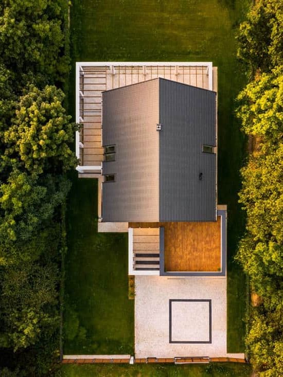 Top view of a contemporary house with dense trees on the sides, Does A Garage Count As Square Footage?