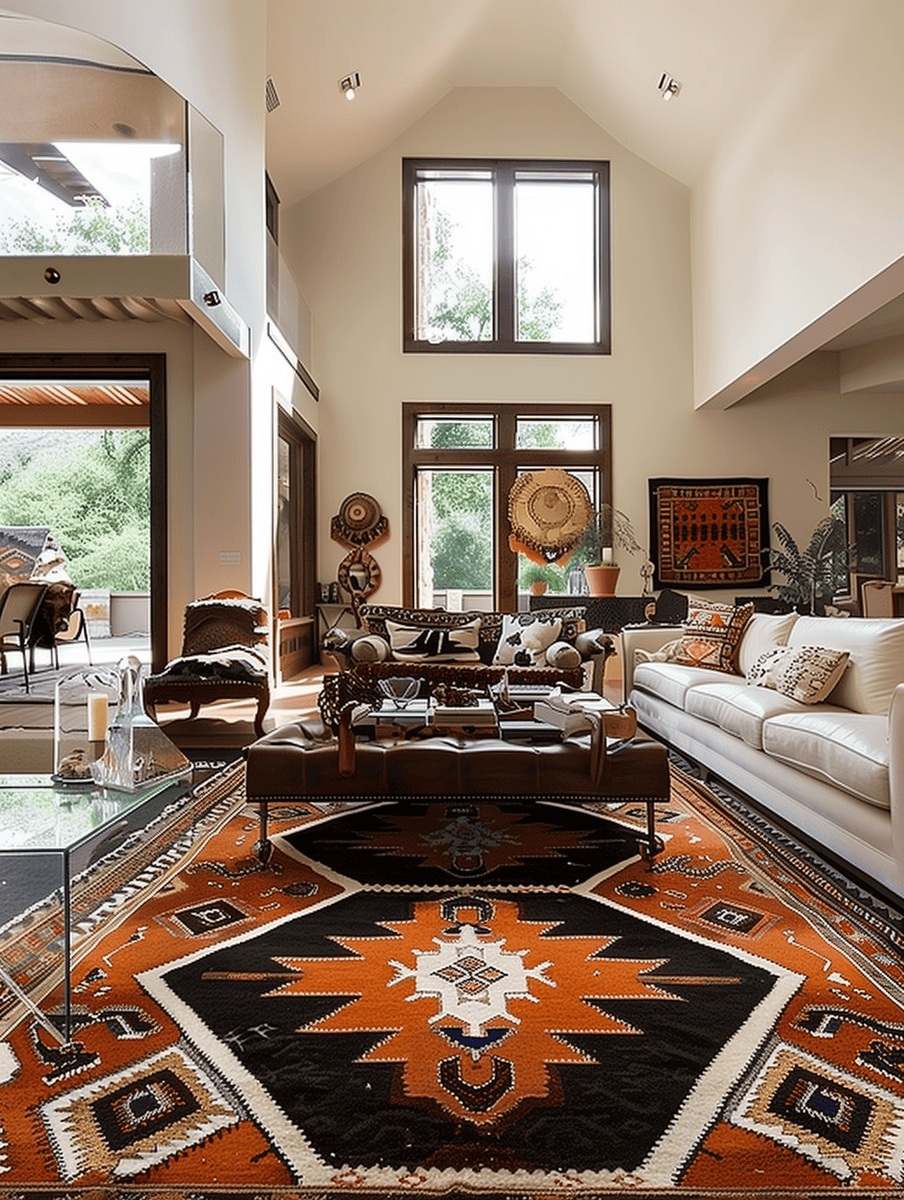 Western Gothic living room with Western rugs featuring Gothic patterns