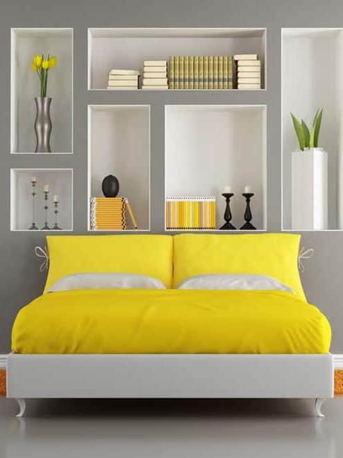 Yellow and gray modern bedroom
