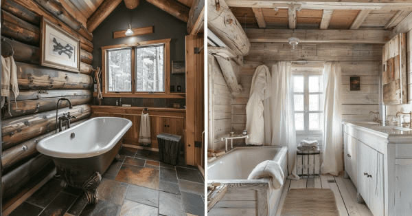 25 Rustic Log Cabin Bathroom Designs
