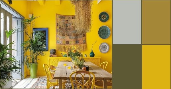 Boho Yellow Dining Room