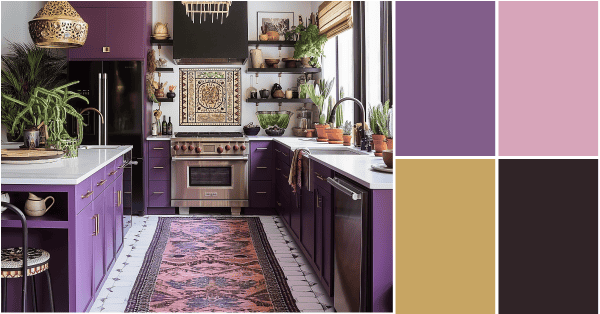 Captivating Bohemian Kitchen with Deep Purple Accents [Design Inspiration]