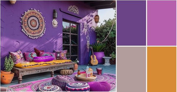 boho patio in purple