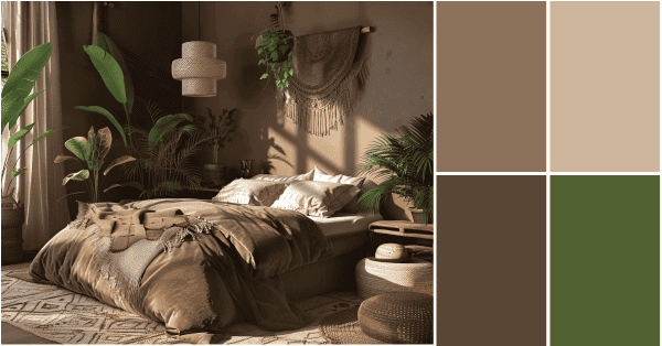 Elegant Modern Boho Bedroom in Earthy Browns [Room Inspiration]