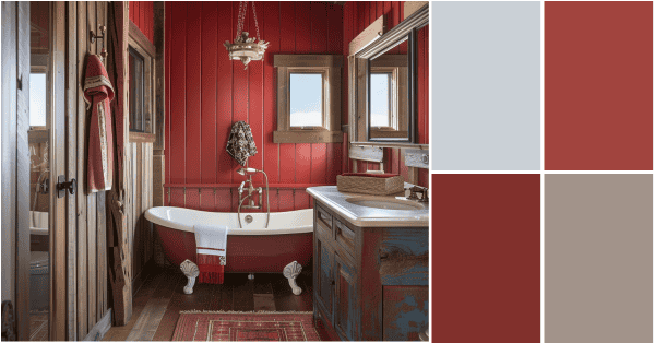 Red Rustic Bathroom