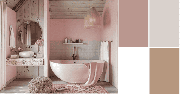 Serene Boho Bathroom Inspiration in Soft Pink