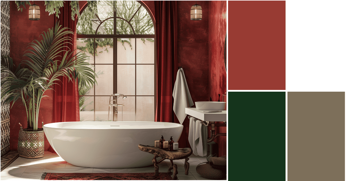 Vibrant Bohemian Bathroom Concept in Rich Red Tones